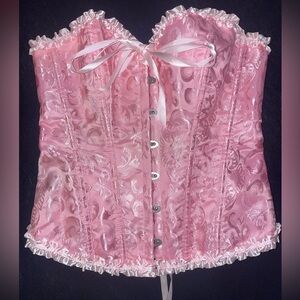 Shein Pink Corset Floral Pattern Adjustable Top